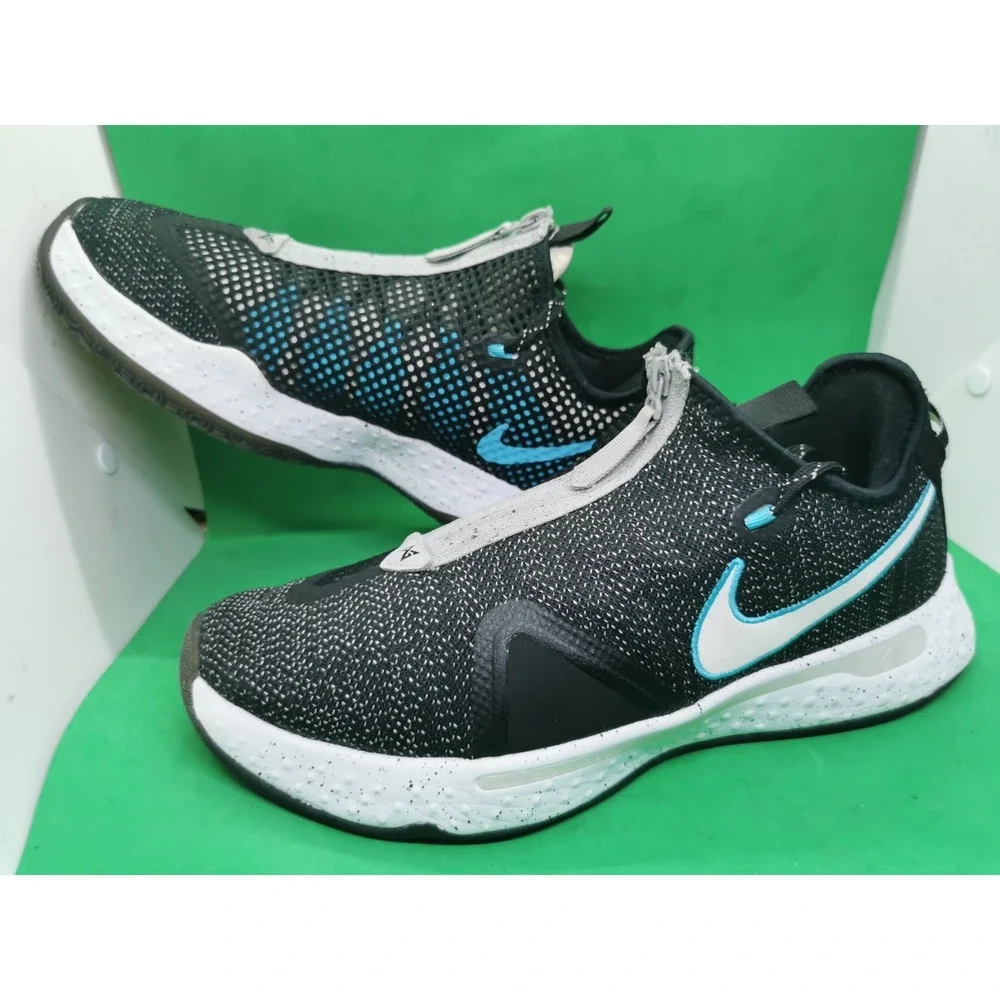 Nike PG 4 Paul George Black Wolf Grey Teal Blue Men Size 11 Basketball Shoes C8